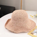 Beach Hat Female Sunscreen Cap Simple Women Panama Straw Hat Summer Sun Hat for Women Lady Folding Travel Caps 10cm Brim Floppy