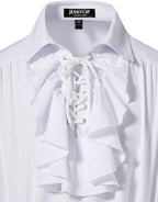 LisdinoJEMITOP Mens Pirate Vampire Ruffle Shirt Elastic Cuff Poet Victorian Steampunk Renaissance Medieval Cosplay Costume