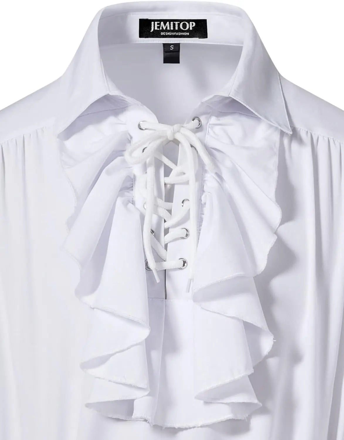 LisdinoJEMITOP Mens Pirate Vampire Ruffle Shirt Elastic Cuff Poet Victorian Steampunk Renaissance Medieval Cosplay Costume