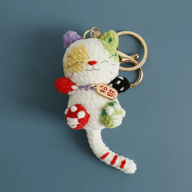 Cute Crochet Kitten Keychain Smiling Cat Bag Charm