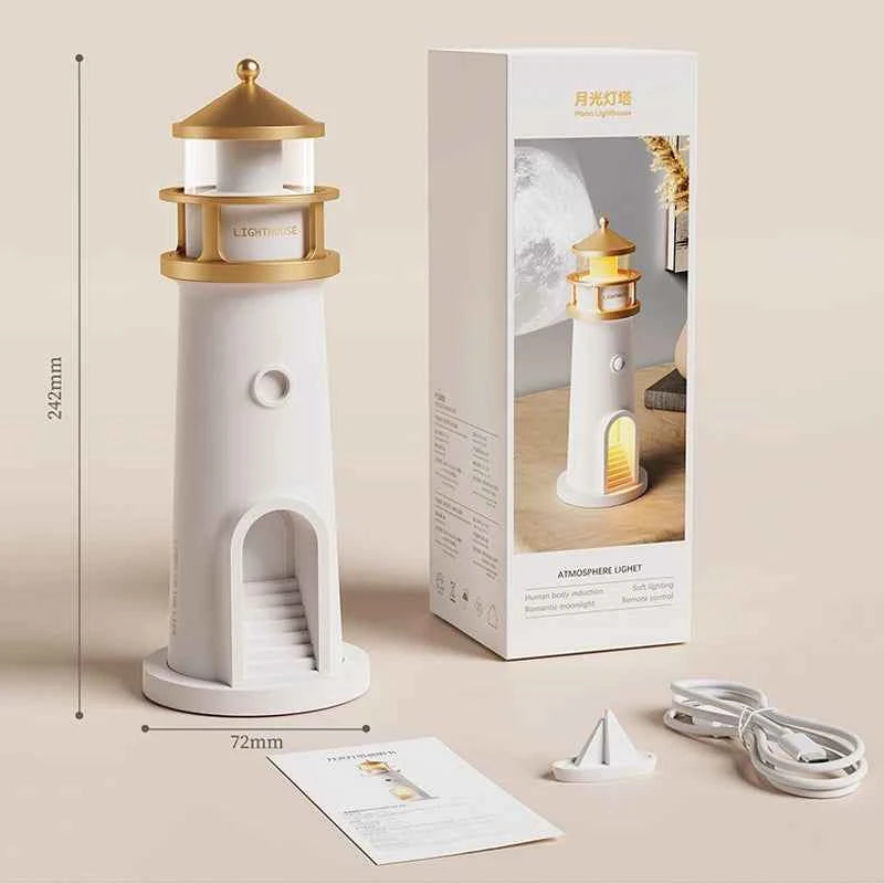 Moon Lamp Projection Lighthouse Lamps Night Light Remote Control Bluetooth Music Motion Sensor Ambient Lights Xmas Birthday Gift