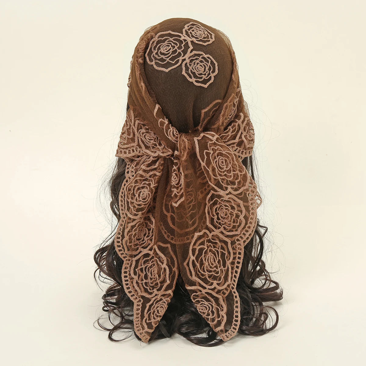Lace Paisley Embroidery Bandana Square Scarf Elegant Breathable Silk Scarves Women Sunscreen Lightweight Shawl Headband