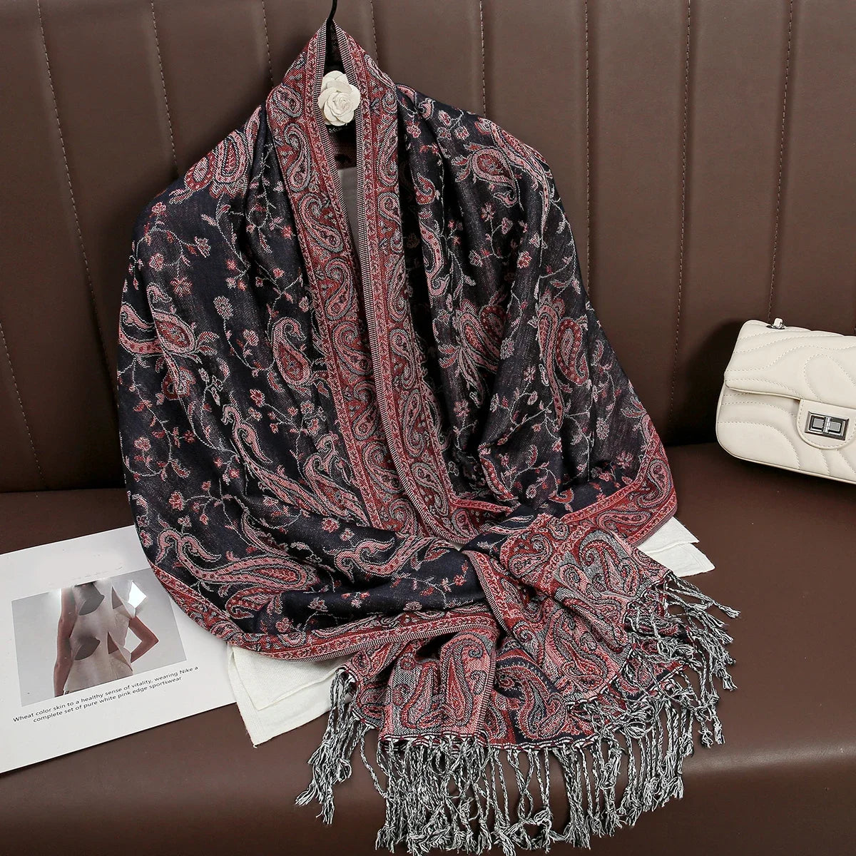 2025 new ethnic style retro shawl cashew flower geometric scarf cloak tassel scarf multi-color variety options available