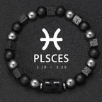12 Constellation Zodiac Bracele Signs Beads Couples Bracelet Square Volcanic Stone Elastic Charm Bracelet for Women Men Gift