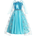 Kids Princess Cosplay Costume Girl Snow Queen Dress Halloween Carnival Clothes Cute Cosplay Evening Party Clothing for 2-10 Year