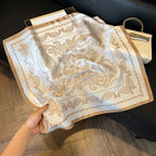 Elegant Nordic Style All Seasons Scarf Faux Silk Large Square Shawl Simple Chic Decorative Wrap For Teens