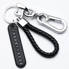 Ingemark Trendy DIY Mobile Phone Number Plate Pendant Keychain Men Punk Woven Leather Rope Anti-lost Car Key Chain Accessories