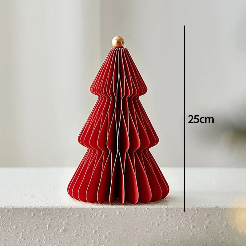 Paper Christmas Tree Ornaments 3D Honeycomb Christmas Tree Decorations Folded Paper 2026 Xmas New Year Desktop Arrangement Decor