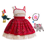 Disney New Moana Dress Costumes Kids Girl Cosplay Toddler Movie Ocean Adventure Infant Frock Halloween Party With Chick Clothes