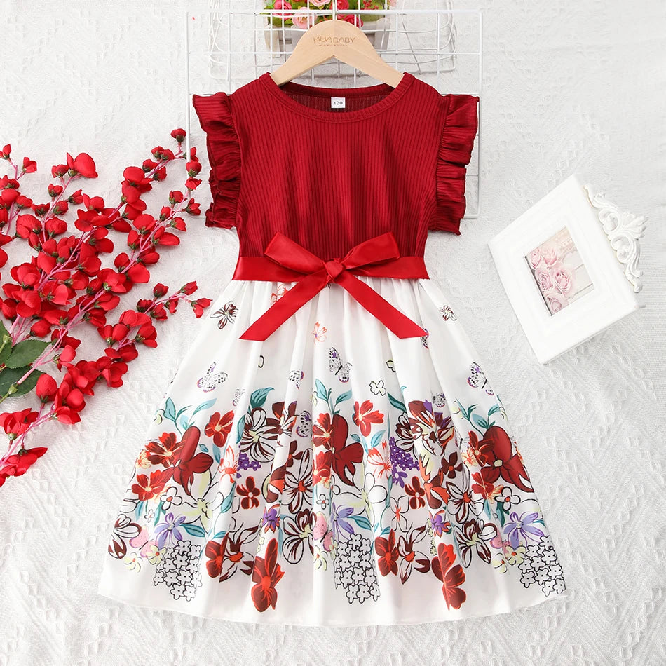 Children Baby Girls Lace Up Sling Summer Dress Princess Sleeveless Suspenders Dresses For 1-10 Years Cool Ventilated Kid Clothes