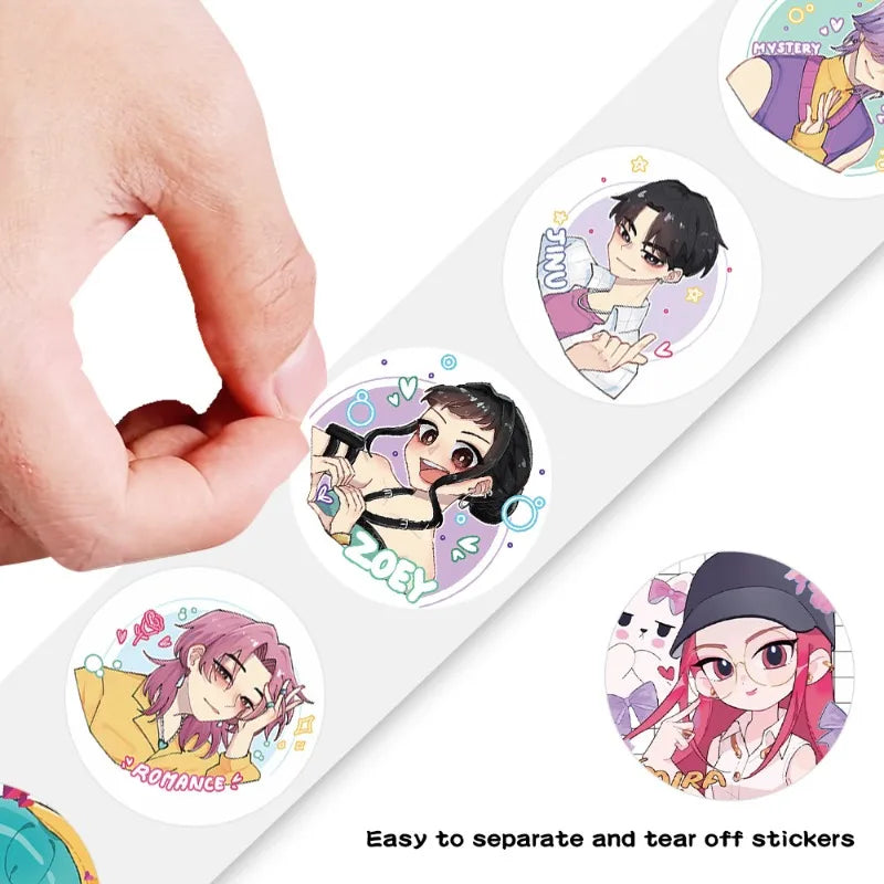 500Pcs/Roll Popular Anime  K-Pop Stickers Tiger Theme DIY Waterproof Decals for Scrapbook Phone Luggage Skateboard Laptop Decor