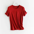High-end New 10% Silk & Mercerized Cotton Women T-shirt Luxury Tee Short Sleeve Silky Feeling Summer Wear 2025 Tops V / O-neck