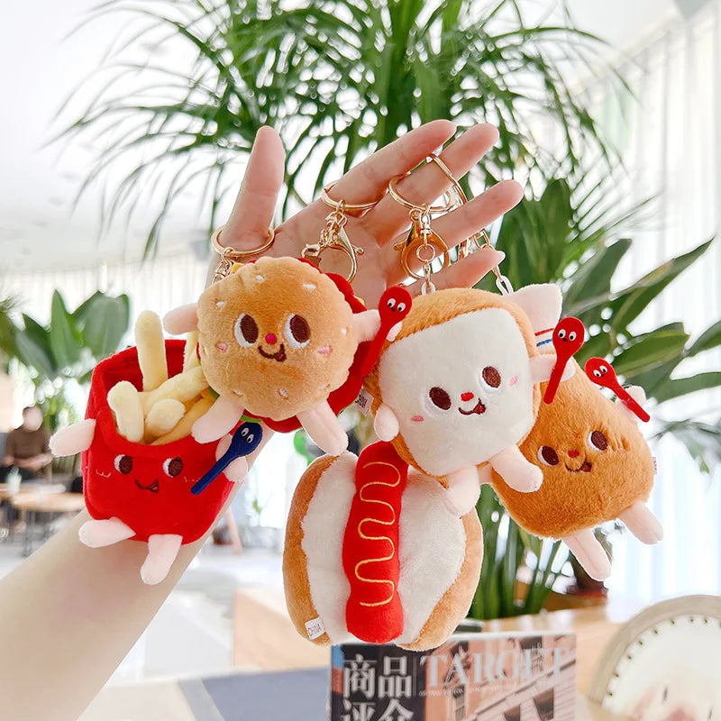 Fast Food Plush Keychain Set Burger & Fries Bag Charms