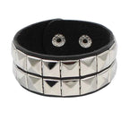Punk Fashion Men Black Cuff Leather Bracelet Wristband Metal Rivets Stud Charm 80s Wrap Bangle for Women Rock Gothic Jewelry