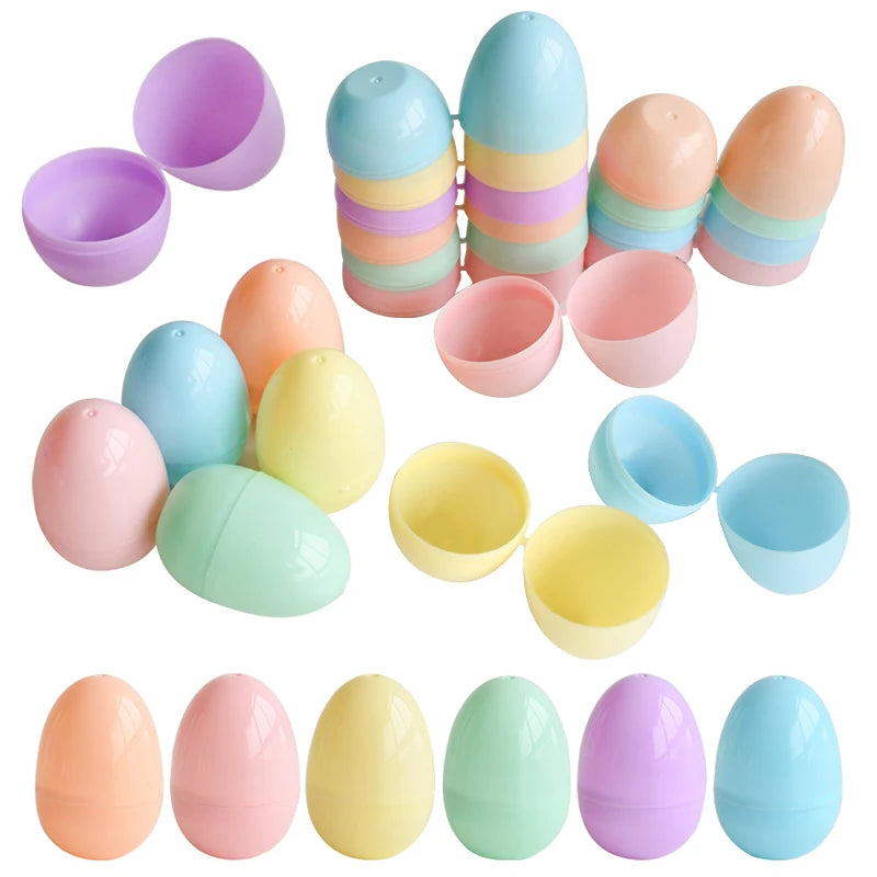 12/24Pcs Fillable Easter Eggs Candy Gift Packing Box Kids Hunt Game Props Surprise Plastic Empty Egg Easter Party Home DIY Decor