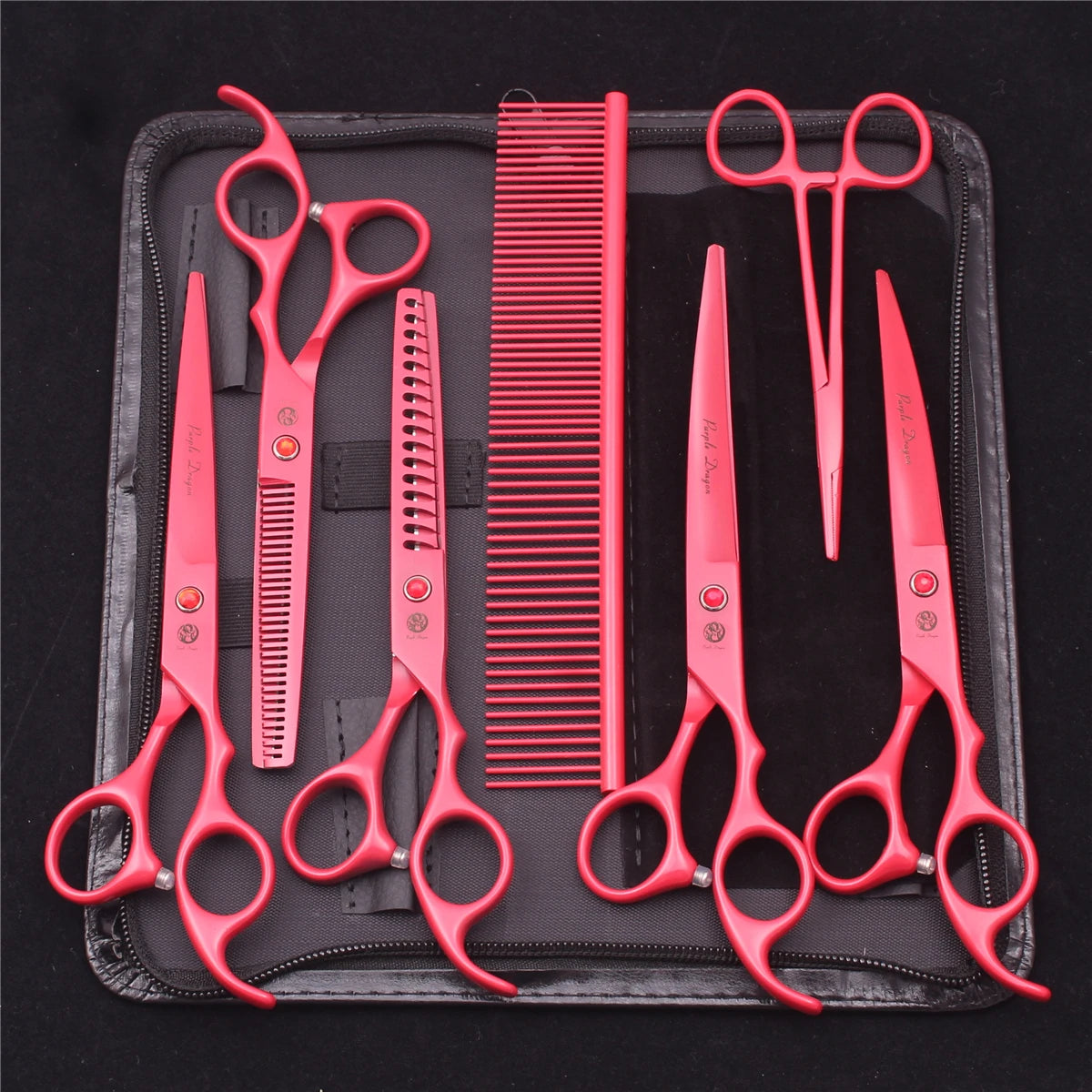 Pet Grooming Scissors Purple Dragon Japan Stainless Pink Curved Scissors For Dogs Dog Thinning Scissors Pet Chunker Shears Z3003