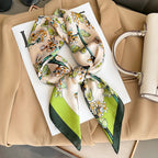 2025 Silk Shawl Print Headscarf Cat Hair Wrap Neckerchief Female Satin Square Scarf For Women Headband Foulard Hijab Bandana
