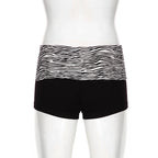 SUCHCUTE  Casual Zebra Print Elastic Shorts Female Skinny Low-waisted Mini Short Y2K Harajuku Slim Bottoms Summer Homewear 2025