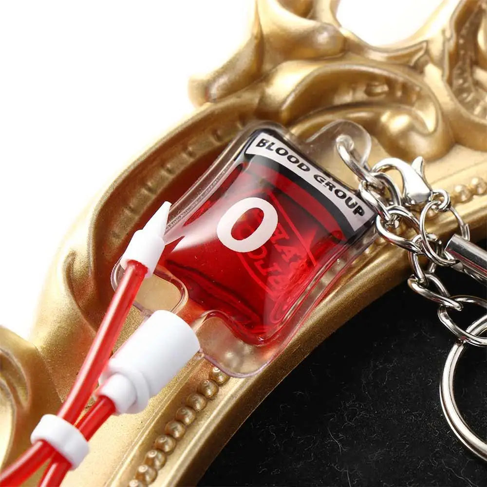 New Style 1 Pcs Blood Type A B O AB Plasma Pack Blood Bag PVC Pendant DIY Jewelry Making Gift Charm Keychain Accessory Keyring