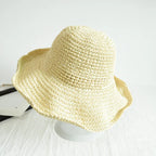 Beach Hat Female Sunscreen Cap Simple Women Panama Straw Hat Summer Sun Hat for Women Lady Folding Travel Caps 10cm Brim Floppy