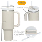 40 Oz / 1200 Ml Insulated Mug with Handle and Straw, Stainless Steel Tumbler with Spill-proof Lid for Hot or Cold Drinks