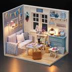 Kitten Mini Doll House 3D Puzzle Assembly Model Building Kit Creative Room Bedroom Decoration With Furniture Wooden Crafts Gifts