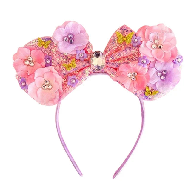 Mouse Ears Headband Cartoon Sequin Bows Headband Birthday Party Christmas Halloween Princess Cosplay Costume For Women Adult