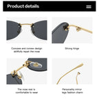 Fashion Rimless Oval UV400 Diamond Sunglasses for Women