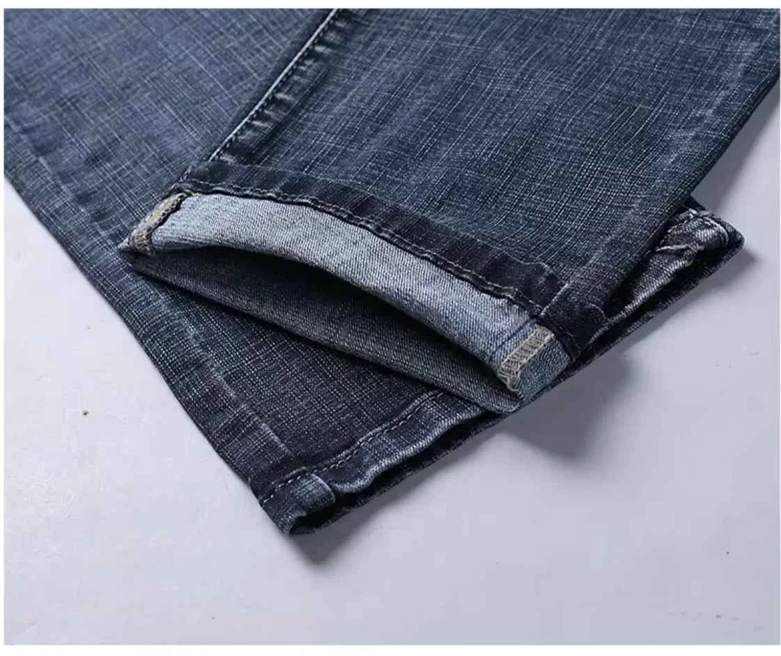 Wthinlee New Business Men's Jeans Casual Straight Stretch Fashion Classic Blue Black Work Denim Pant Trousers Male  Clothing