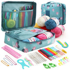 FELE 59Pcs/Set Portable Crochet Knitting Set DIY Beginner Crochet Hook Kit With Storage Bag Material Pack and Storage Tools