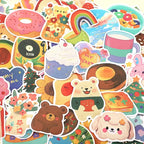 108PCS Original Korean Cute Cartoon Bear Styles Watercolor Stickers for Bicycle Hand Account Pencil Case Decals