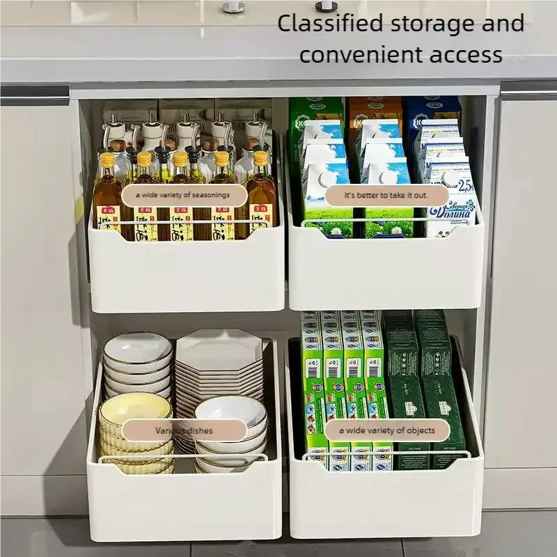Pull-Out Kitchen Cabinet Organizer – Sliding Storage Drawer & Spice Rack