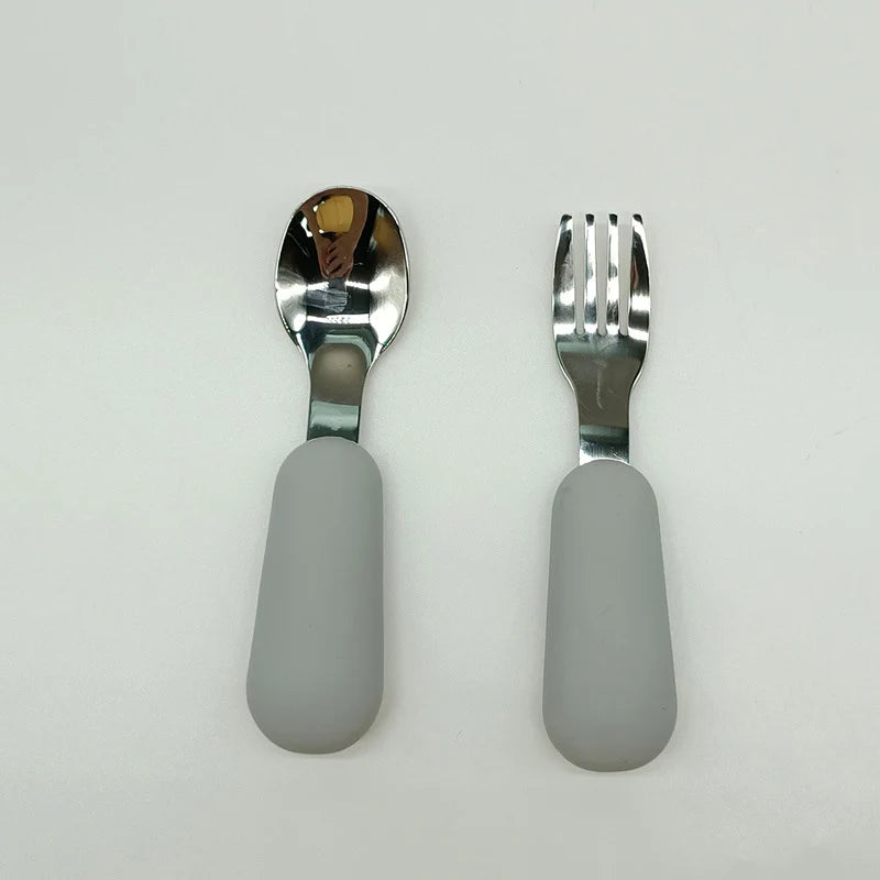 Baby Gadgets Tableware Set Children Utensil Stainless Steel Toddler Dinnerware Cutlery Cartoon Infant Food Feeding Spoon Fork