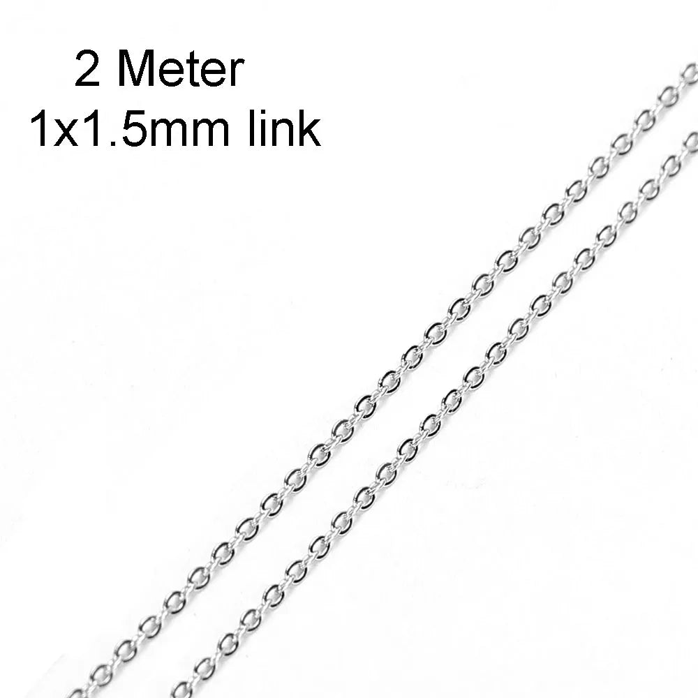 2/10 Meters Stainless Steel Chain 1 1.5 2mm Gold&Steel Color Link for DIY Jewelry Making Necklace Bracelet Bulk Chain Supplies