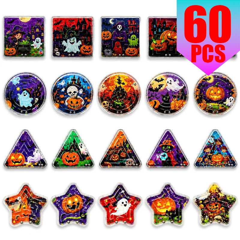 Halloween Mini Maze Game - Bulk Handheld Educational Puzzle for Kids Party Favors Travel Game Graduation Classroom Activity