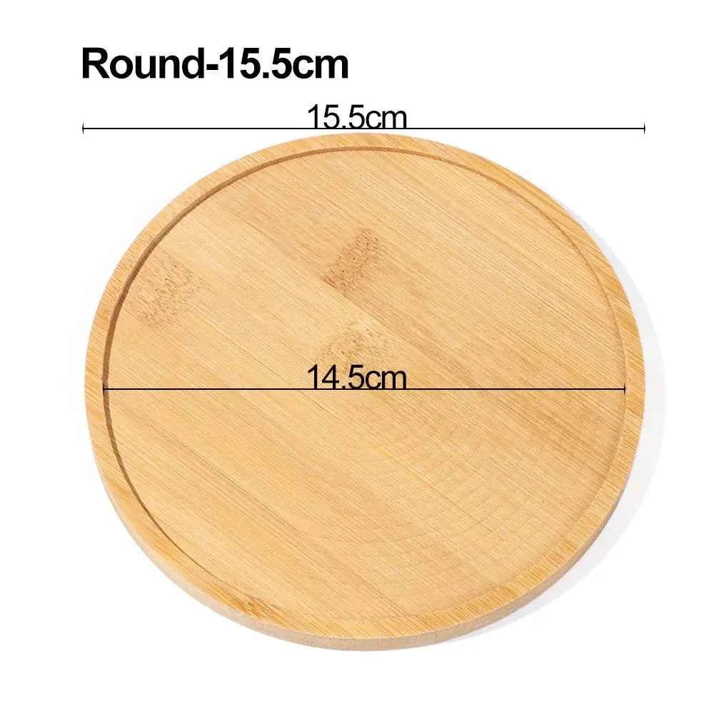 Simple Style Home Decoration Succulents Bonsai Holder Round Square Flowerpot Base Hexagon Rectangle Bamboo Wood Tray