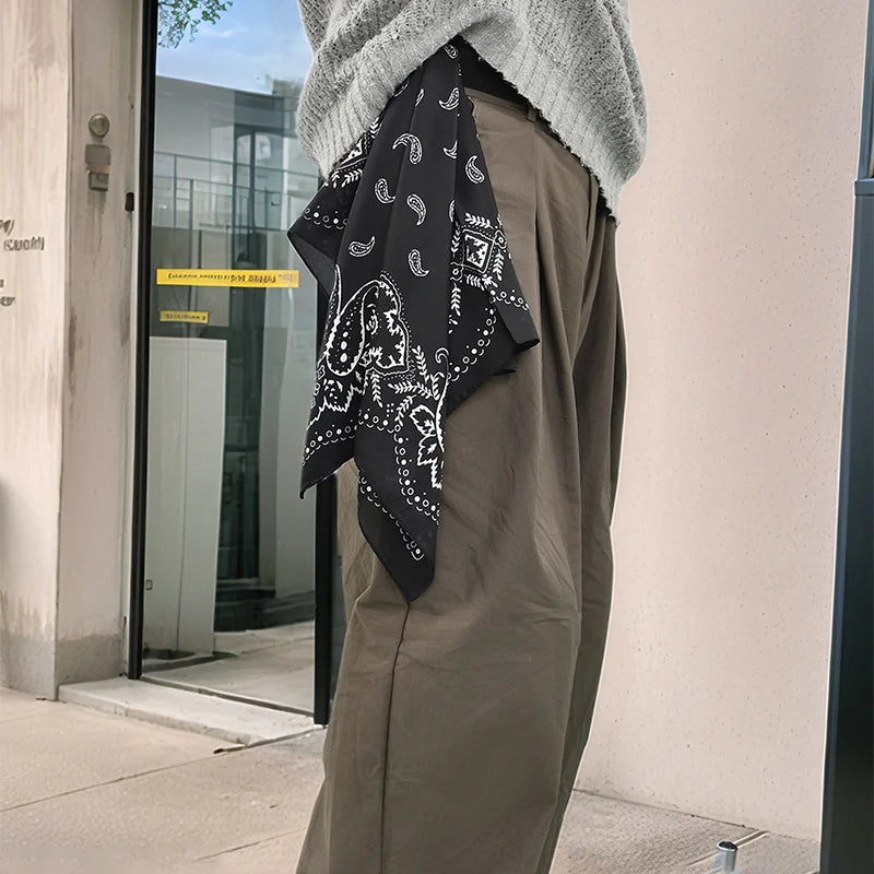 1pc 68*68cm Fashion Hip Hop Bandana Square Scarf Cowboy Cashew Black Paisley Headband Print For Women/Men/Boys/Girls