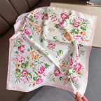 2025 Silk Shawl Print Headscarf Cat Hair Wrap Neckerchief Female Satin Square Scarf For Women Headband Foulard Hijab Bandana