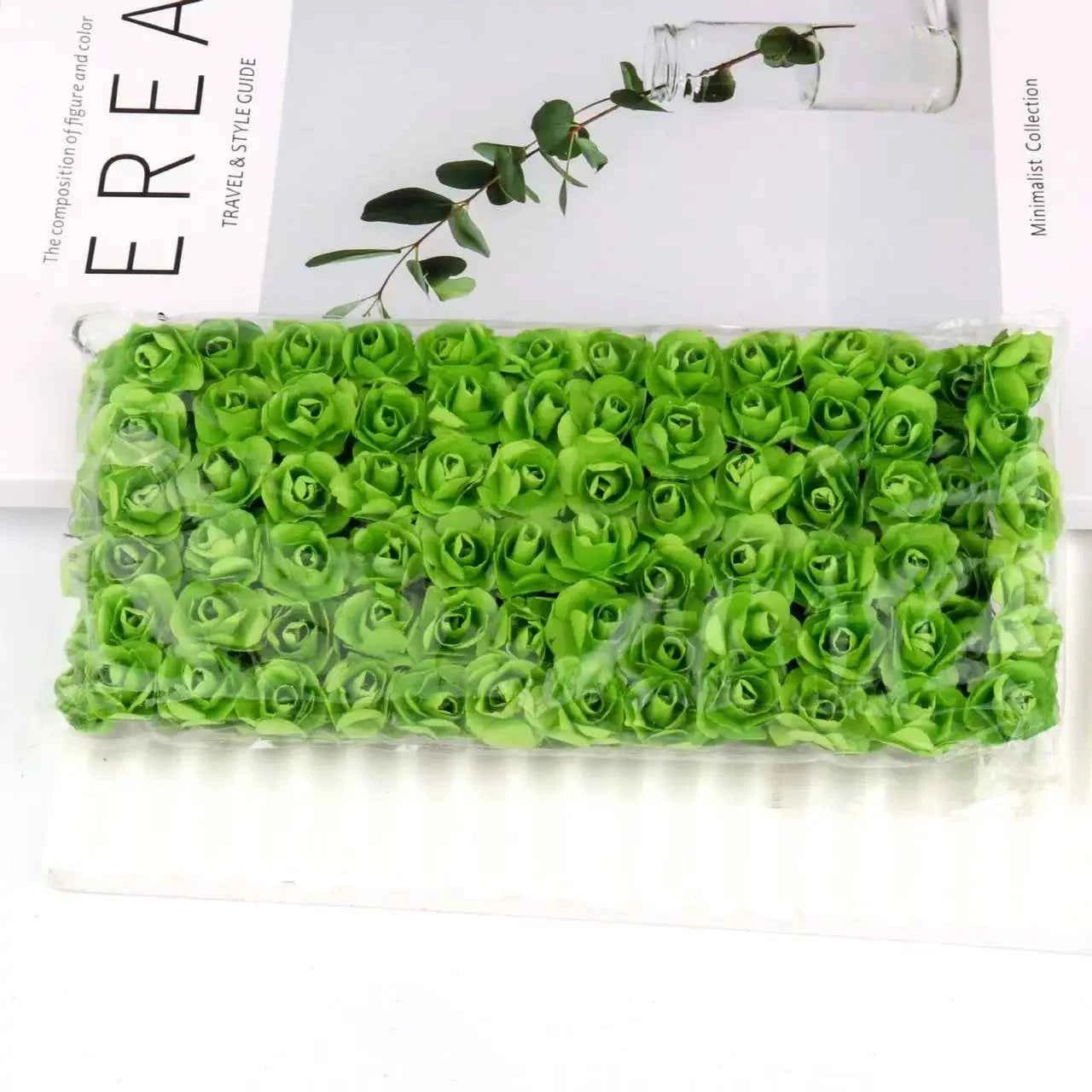 144PCS 1.5 cm Artificial Mini Paper Rose Bouquet For Scrapbooking For Wedding Party Decoration Cheap Artificial Rose Flowers