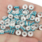 50pcs Rhinestone Spacer Beads Multi-color Crystal Metal Spacers Rondelle Beads for Jewelry Making DIY Bracelets Accessories