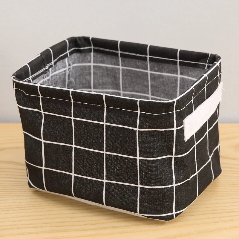 Random Cotton Hemp Storage Basket with Handheld Printed Tabletop, Miscellaneous Sorting Cabinet, Small Clothing, Fabric Storage