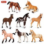 Oenux Farm Stable House Model Action Figures Emulational Horseman Horse Animals Playset Figurine Cute Educational Kids Toy Gift