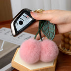 Cute Fluffy Cherry Fur Ball Keychain Bag Pendant Charm