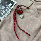 INS Style Kawaii Korea Trendy Heart Leather Keychain Bag Package Decor Chocolate Pendant Accessories Creative Key Chain Trendy