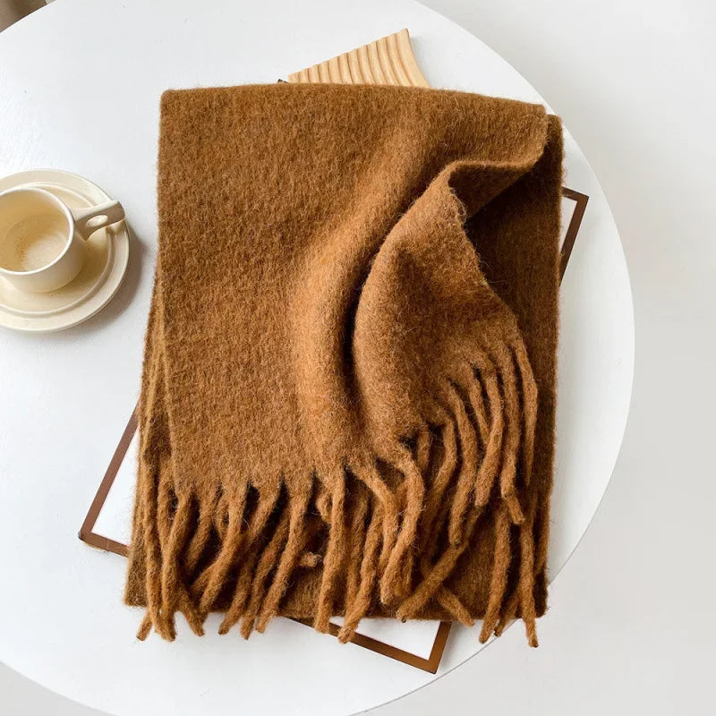 Pink Scarf Lady Autumn Winter Solid Simple Muffler Women Men Wool Blend Versatile Multi-color Soft Thermal Shawl Female Male