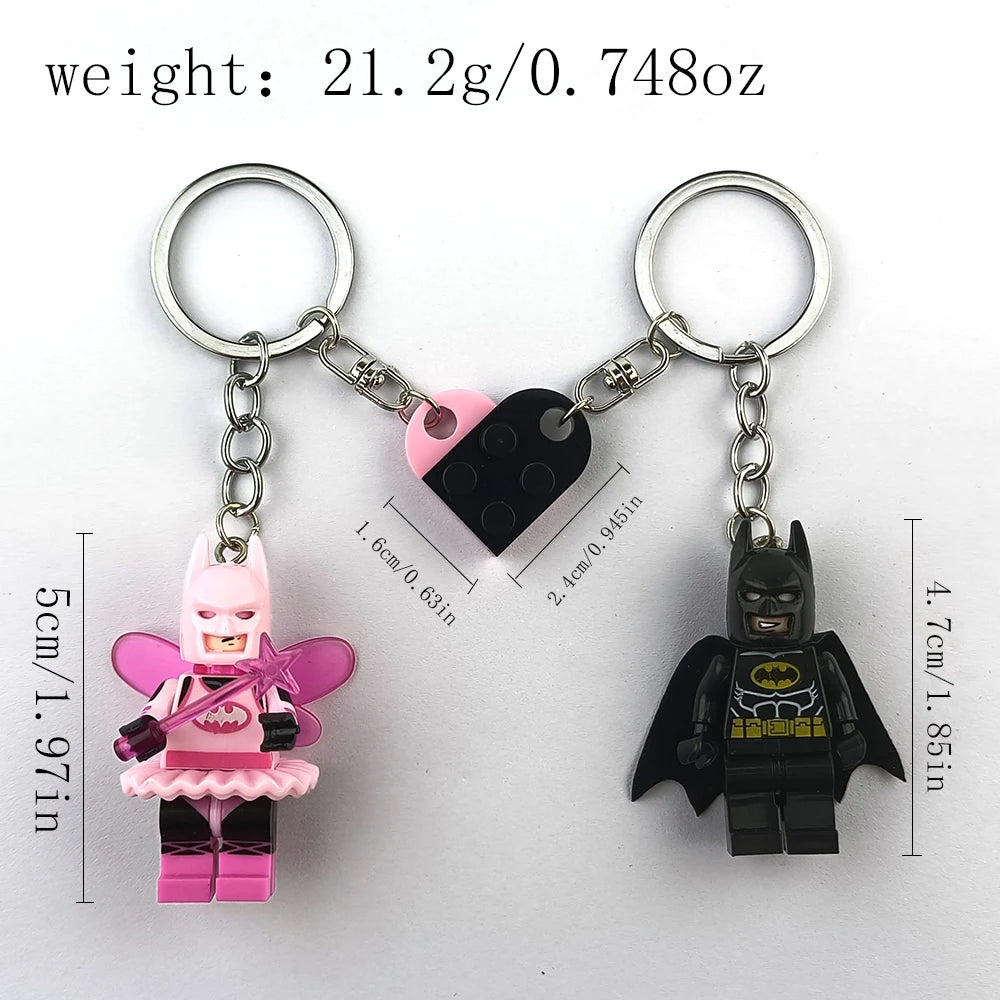 2pcs Beautiful Handmade 3D Bat Couple Keychain Fairy Figure Pendant Phone Key Ring Backpack Accessory Gifts for Him Y2K Jewelry