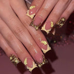 10pcs high-end Sweet Dopamine Series, hand-painted three-dimensional yellow flowers, dazzling golden full diamonds handmade fake