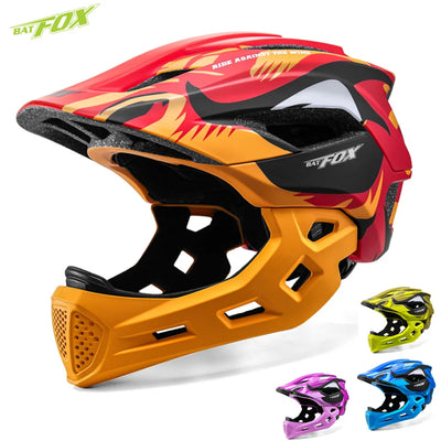 BATFOX Child Bicycle Helmet MTB Detachable Kids Full Face Helmet for Children Motorcycle Casco Bicicleta MTB Motocross Helmet