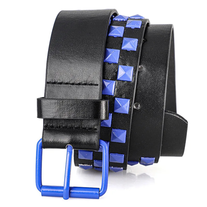 1Pc Fashionable Unisex Rivet Belt Punk HipHop Rock Y2K Style Dopamine Color Handsome Street Casual Daily Wear Belt,For Men Women