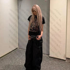 Grunge Clothes for Women Japanese Y2k Tops Graphic T Shirts Kpop 90s Vintage Clothes Aesthetic Clothing Goth Crop Top Women Emo